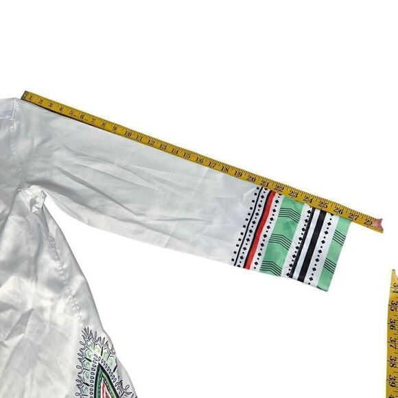 NWOT SWORD KING White Patterned Long Sleeve Button Up Shirt Size XXXL (XL) - Picture 9 of 10